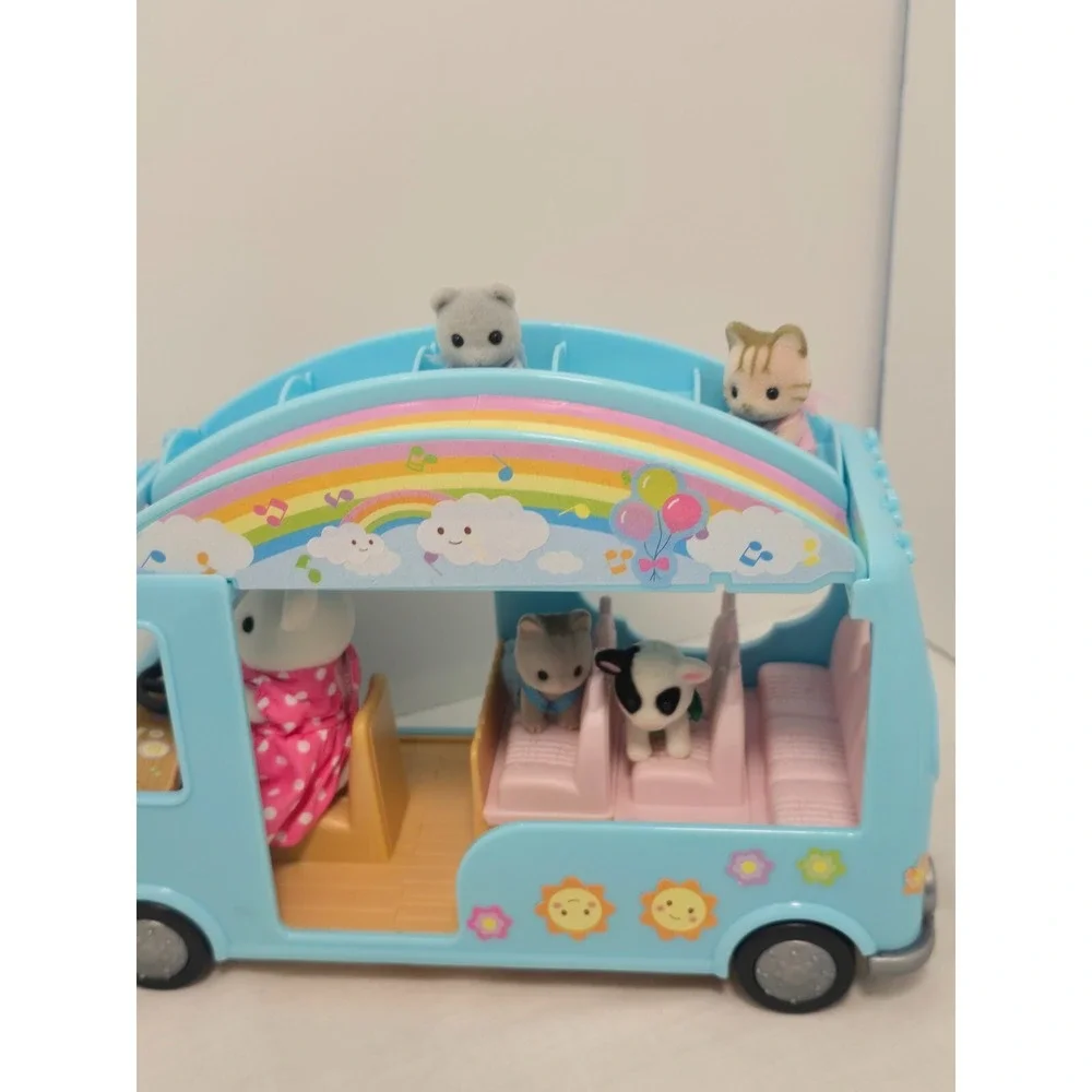 Calico Critters Sylvanian Baby Play Nursery School Bus‎ Train Baby Cow Elephant